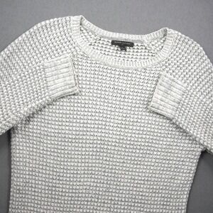 Banana Republic Women Waffle Knit Wool Nylon Cotton Sweater Crew Pullover Neck L